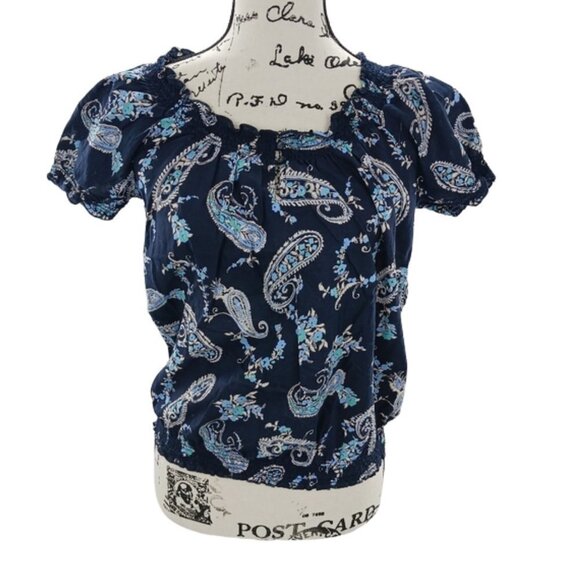 St. John's Bay Blouse Paisley Summer Elastic Waist Casual Beach Size M Petite - Picture 1 of 5